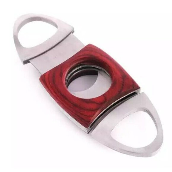 Set of Two Stainless Steel Guillotine Red Wood And Green Wood‎ Cigar Cutter - Picture 2 of 7